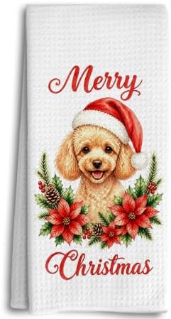 Merry Christmas Goldendoodle Kitchen Dish Towels Dishcloth 16x24