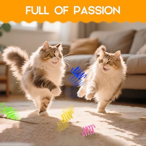 Kerros 60 Pack Plastic Cat Springs Toys for Indoor Cats,4 Colors