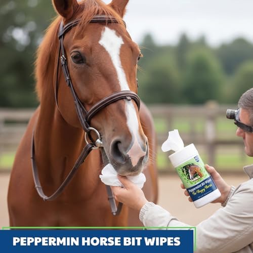Threlaco 1 Pack Horse Bit Wipes 40 Pcs Peppermint Horse Bit Cleaners for Happy Horses Disposable Cleaning Wipes for English or Western Bits