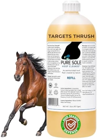 Pure Sole Hoof Cleanse Refill |Horse Hoof Cleaner |All Natural Thrush Treatment for Horses, Use for White Line, Abscess Treatment, Cracks, and Hoof Wall Separation - 32 oz Refill