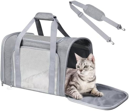 Cat Carrier Soft Up to 16 Lbs, Breathable Pet Travel Bag with Steel Frame