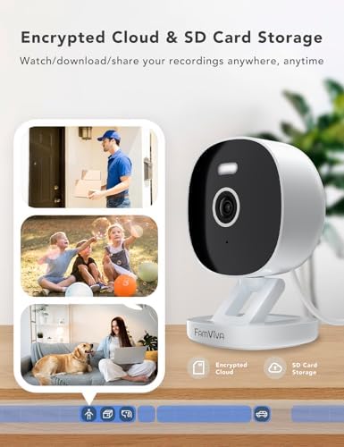 2K Wired Security Camera, Indoor/Outdoor for Home, Pet, Baby, Nanny, IP65 Waterproof Color Night Vision, White Light & Siren, Recording, Motion Detection, Works with Alexa, Plug in, White-2P