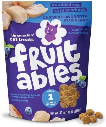 Fruitables Crunchy Cat Treats, Healthy Treats, Chicken & Blueberry, 30oz
