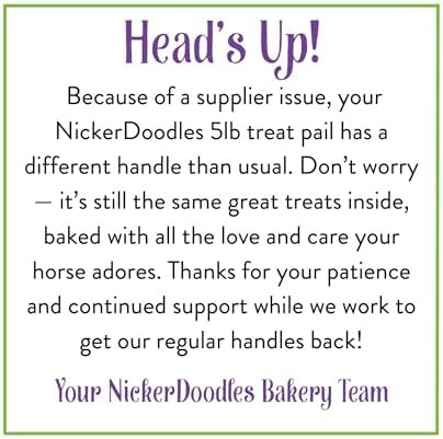 NickerDoodles Horse Treats - 5 lb Pail - Effortlessly Give Medications with Our Soft Baked Treats - Training Treats are The Perfect Motivator - No Additives or Preservatives Handles May Vary