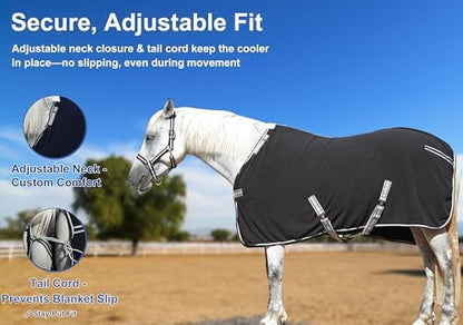 Horse Fleece Cooler Blanket, Moisture Wicking Post-Workout Drying
