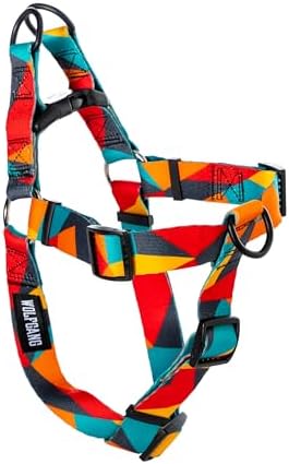 Wolfgang Heavy Duty Adjustable Dog Harness, Pull-Tested to Over 800 lbs for Walking & Training, ShatterShapes Print, Medium