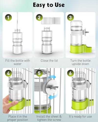 Pawfly 2 Pcs Bird Water Dispenser, Automatic Bird Water Feeder, Plastic Bird Cage Water Dispenser, White&Green Parrot Waterer for Parakeet Cockatiel Budgie Lovebirds (Not Fit for Food Feeding)