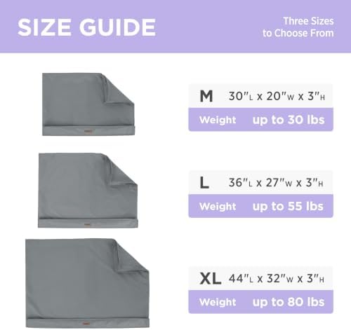 LE SURE Waterproof Dog Bed Cover Replacement, Extra Large 44x32x3in, Grey