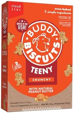 Buddy Biscuits Teeny Crunchy Dog Treats, Peanut Butter, 8 oz. Box
