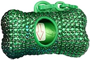 Bling Dog Poop Pickup Bag Dispenser Holder Pet Waste Disposal Bag Pet Trash Bags Holder Bone Shaped Green