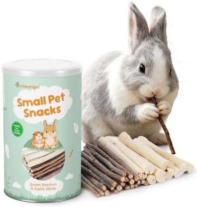 Niteangel Natural Timothy Hay Sticks Timothy Molar Rod Apple Sticks for Rabbits, Chinchilla, Guinea Pigs and Other Small Animals (Apple Twig & Bamboo)