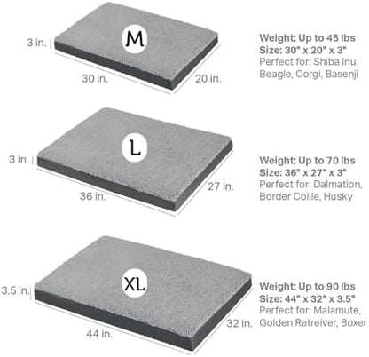 Friends Forever Orthopedic Dog Bed, Cooling Dog Beds with Removable Washable Cover, Reversible Pet Bed Mat with Memory Foam, Washable Removable Cover, Kato Grey, 36x27x3