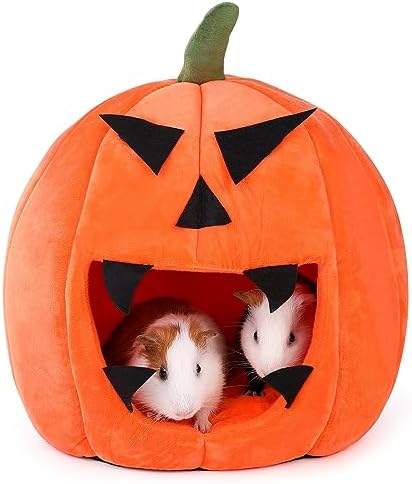 Guinea Pig Hideout - Guinea Pig Bed, Halloween Style Small Pet Hides, Ideal Bed for Small Pets, Pumpkin Shape, Orange