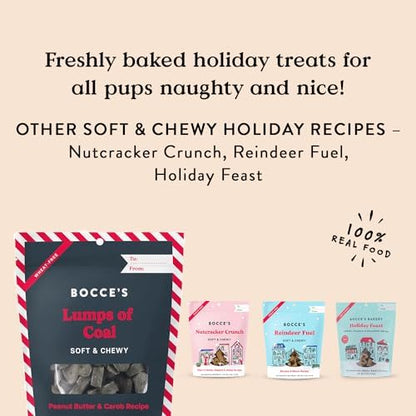 Bocce's Bakery Lumps of Coal Recipe Treats for Dogs, Wheat-Free Everyday Dog Treats, Made with Real Ingredients, Baked in The USA, All-Natural Soft & Chewy Cookies, Peanut Butter & Molasses, 6 oz