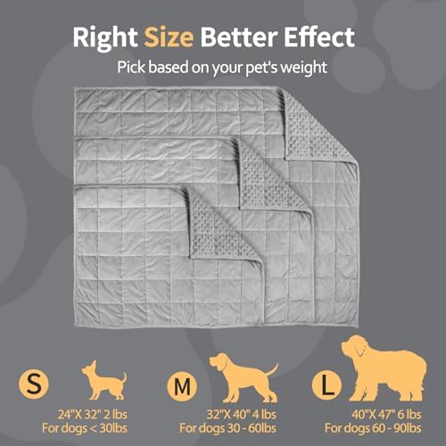 LaSyL Weighted Blanket for Pets | Thunder Blanket for Dogs Anxiety | Premium Soft Minky | Relaxation & Calming & Anti Anxiety | Used in Car, Bed, Couch | Dark Grey, Washable Small (24"x32")