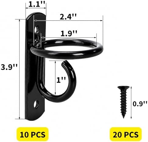 Cididu 10 Pack Bucket Hooks for Horses, Heavy Duty Water Bucket Hangers with Screws, Wall Mount Feed Bucket Holder for Horse Stalls Livestock Barn Farmhouse Stable Supplies, Curved Design