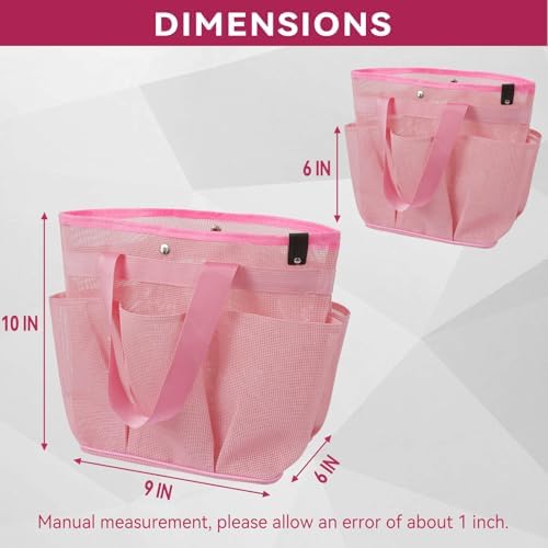 Mesh Horse Grooming Tote Bag Breathable Waterproof, 6 Pockets Horse Grooming Kit Tool Bags, Horse Cleaning Totes for Cleaning Supplies, Pet Grooming Organizer for Horse Cow Cat, Pink&Hot Pink