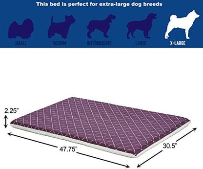 MidWest Homes for Pets Quiet Time Couture Paxton Pet Bed in Plum Fleece with Pillow Cover, Plum, 48"