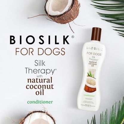 BioSilk for Dogs Silk Therapy Conditioner, with Coconut Oil, 12 Fl Oz, 2-Pk