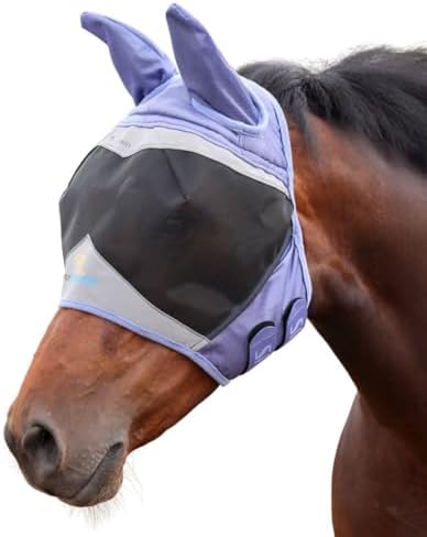 Shires FlyGuard Pro Fine Mesh Fly Mask with UV Protection Sky/Extra Extra Full/Ears
