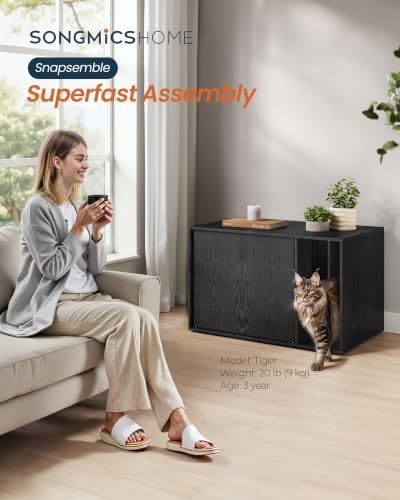 SONGMICS HOME Cat Litter Box Enclosure, Tool-Free Assembly