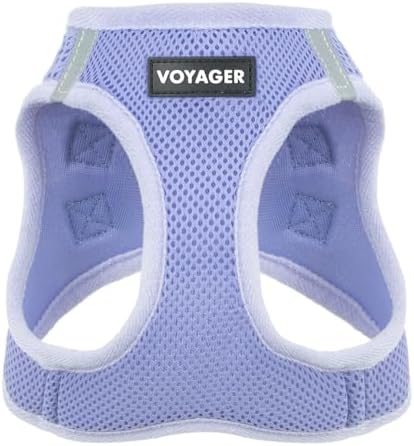 Best Pet Supplies - All Weather Mesh/Plush, Reflective, No Pull Harness for Small, Medium Dogs, Cats - Secure with Hook & Loop Fastener, Buckle, Double D-Rings - Lavender, L