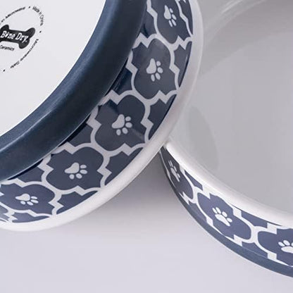 Bone Dry Lattice Collection Pet Bowl & Canister, Single Dish, Medium 6x2", Nautical Blue