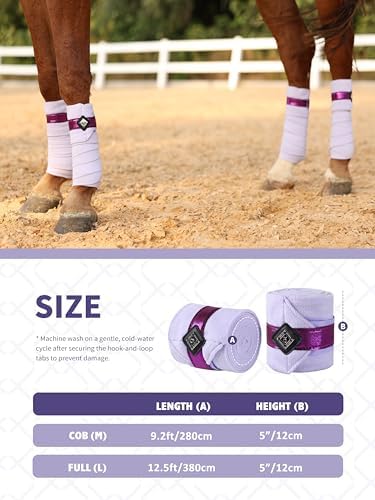 Horse Polo Wraps Upgrade with Bling Leg Wraps for Horses 4-Pack Fleece Leg Wraps Stable Supplies-Lavender M