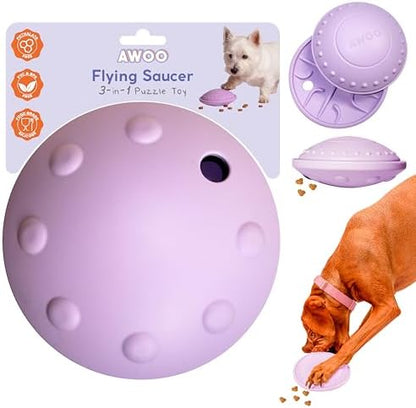 Flying Saucer - Silicone Dog Treat Puzzle, Lick Mat and Slow Feeder (Large)