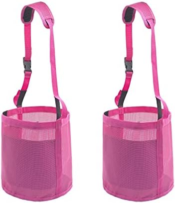 Horse Feed Bag for Grain - Heavy Duty Mesh Horse Feeder with Adjustable Strap,Comfort Neck Pad,Nose Pad Horse Muzzle Feed Bag(Medium,2pink)