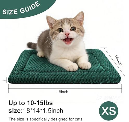 Dog Bed Mat – Soft & Comfortable Dog Kennel Pad for Crate – Durable Crate Bed & Mat for Dogs & Cats (Dark Green, XS(18"*14"*1.5"))