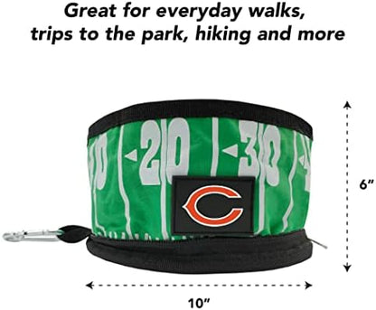 NFL Chicago Bears Pets First Collapsible Dog Travel Bowl Set, Food and Water Bowls for Dogs, Best Portable & Lightweight Leak-Proof Dog Bowls for Travel