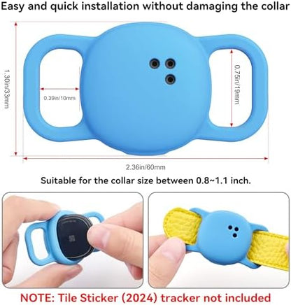 DDJ 2-Pack Cat Collar Case for Life360 Tile Sticker (Smallest Tracker)–NOT for Tile Mate/Pro–Silicone Protective Holder for Dog/Pet Collar, Ultra Durable, Easy Installation, Lightweight, Blue