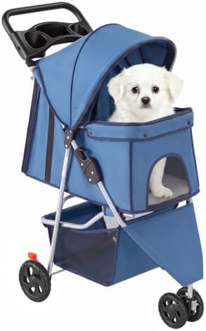 NEWBULIG Foldable 3 Wheel Pet Stroller for Dogs and Cats