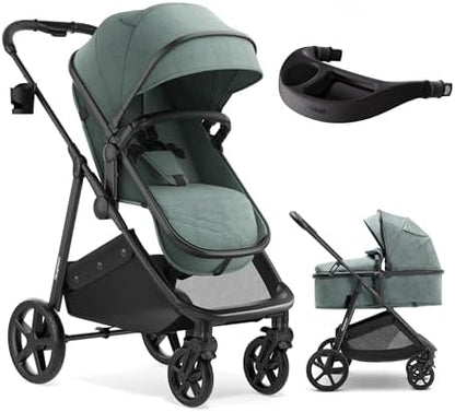 Mompush Wiz 2-in-1 Bassinet Stroller with Snack Tray, Reversible Seat