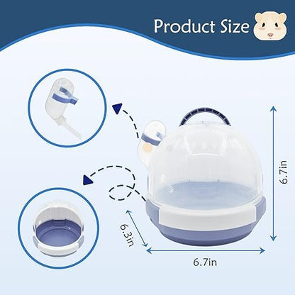 Hamster Carrier Cage Portable Cages Small Animals Carry Travel Case with Water Bottle Plastic Breathable Guinea Pig Outgoing Cage for Dwarf Hamster Ferret Chinchillas Hedgehog (Blue)