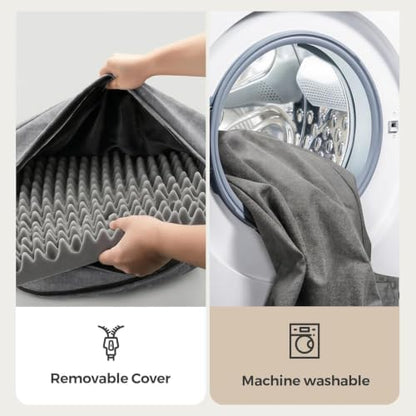Sytopia 42 Inch Indestructible Dog Beds for Large Dogs, Chew Proof Orthopedic Egg Crate Foam Pet Bed with Washable Removable Cover and Anti-Slip Bottom, Grey
