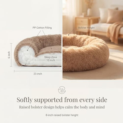 nononfish Cozy Dog Bed for Small Dogs,Soft Plush Donut Pet Bed