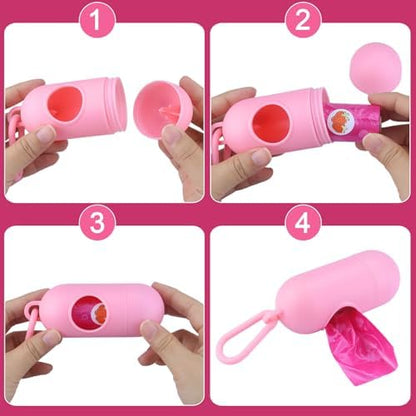 300 Count Leak Proof Pink Scented Dog Poop Bags Rolls with Dispenser