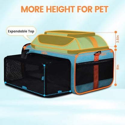 Petskd Top and Side Expandable Pet Carrier Airline Approved, Blue