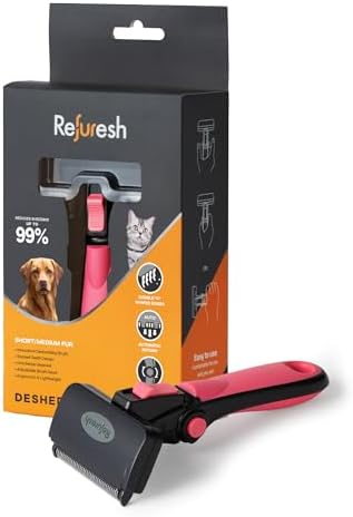 Deshedding Dog Brush for Short/Medium Hair (Medium,Pink) – Gentle Deshedding Tool for Dogs & Cats – Reduces Shedding, Without damaging Topcoat. Removes Loose Fur & Dead Undercoat.