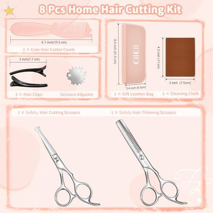 CIICII Kids Hair Cutting Scissors Shears Kit, Safe Round Tip Baby Scissors