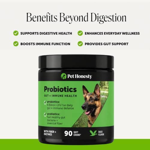 Pet Honesty Dog Probiotics Chews for Gut & Digestive Health, 90ct, Duck