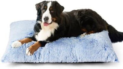 EHEYCIGA Fluffy Dog Crate Bed, Plush XX Large Dog Pillow, Blue
