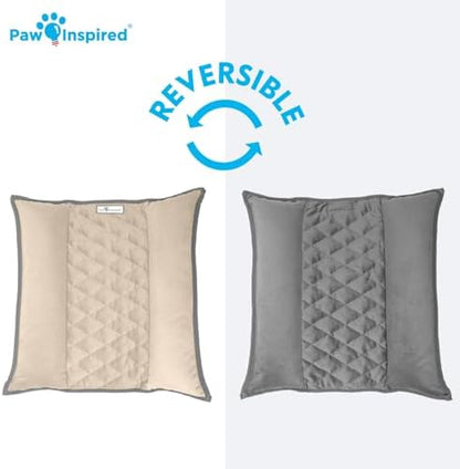 Paw Inspired Snuggle Bunny Bolster Bed, Gray/Beige, 17x17 Inch