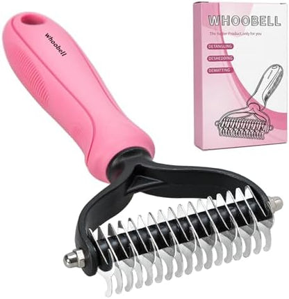 Undercoat Rake for Dogs, whoobell 2 Side Undercoat Brush for Deshedding and Dematting for Dog Cat Rabbit, Professional Pet Grooming HairTools, Removes Loose Undercoat and Nasty Shedding