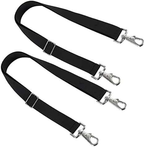 Premium Horse Blanket Sheet Leg Straps, Replacement Stretchy Belly Strap with Double Swivel Snaps, Adjustable Length from 24 to 42 Inch Black(2 Pcs)