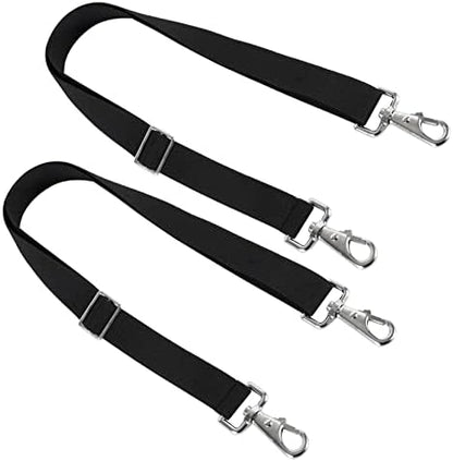 Premium Horse Blanket Sheet Leg Straps, Replacement Stretchy Belly Strap with Double Swivel Snaps, Adjustable Length from 24 to 42 Inch Black(2 Pcs)