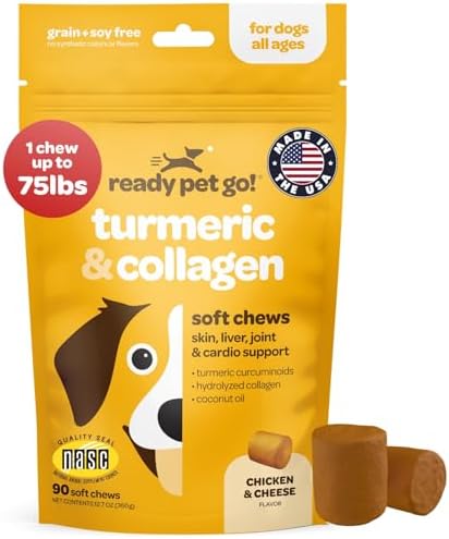 Turmeric for Dogs Soft Chews | Hip and Joint Chews for Dogs Comfort & Mobility with Collagen for Dogs | Dog Joint Supplement for All Ages Breeds & Sizes | NASC Certified & Made in The USA | 90 Chews
