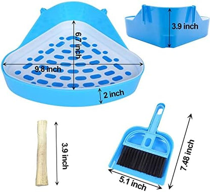 kathson Triangle Potty Trainer Corner Bunny Toilet Guinea Pig Litter Bedding Plastic Box Pet Pan for Rabbit Chinchilla Hamster Ferret Small Animal (Green)